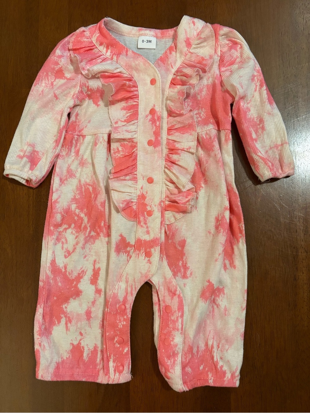 Baby Girls Coral Tie-Dye Ruffle One-Piece